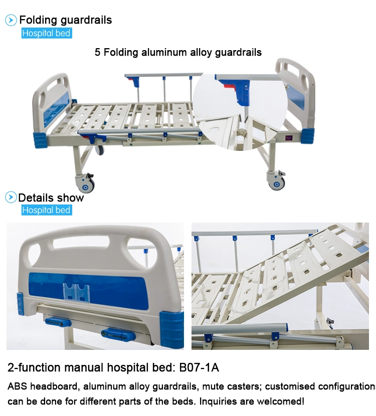 Two Functions Adjustable Medical Steel Home Care Hospital Bed for Patients and Hospital