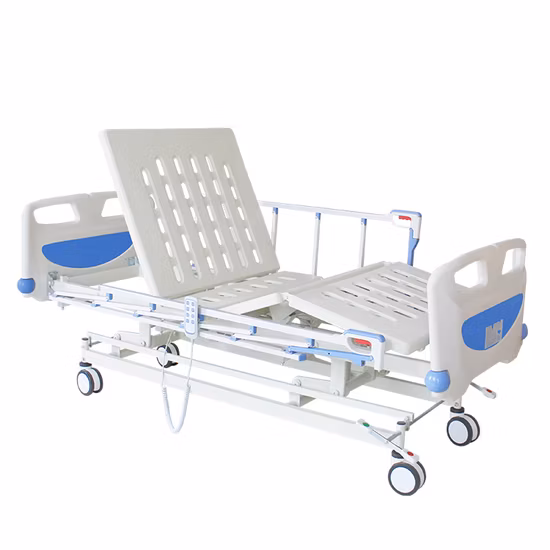 Cama de hospital elétrica alta e baixa médica para pacientes clínicos com altura ajustável de três funções para cuidados domiciliares de enfermagem